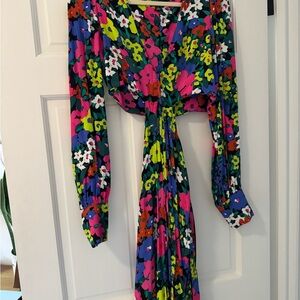 AFRM Pink Green Blue Multicolor Floral Cutout dress - size M